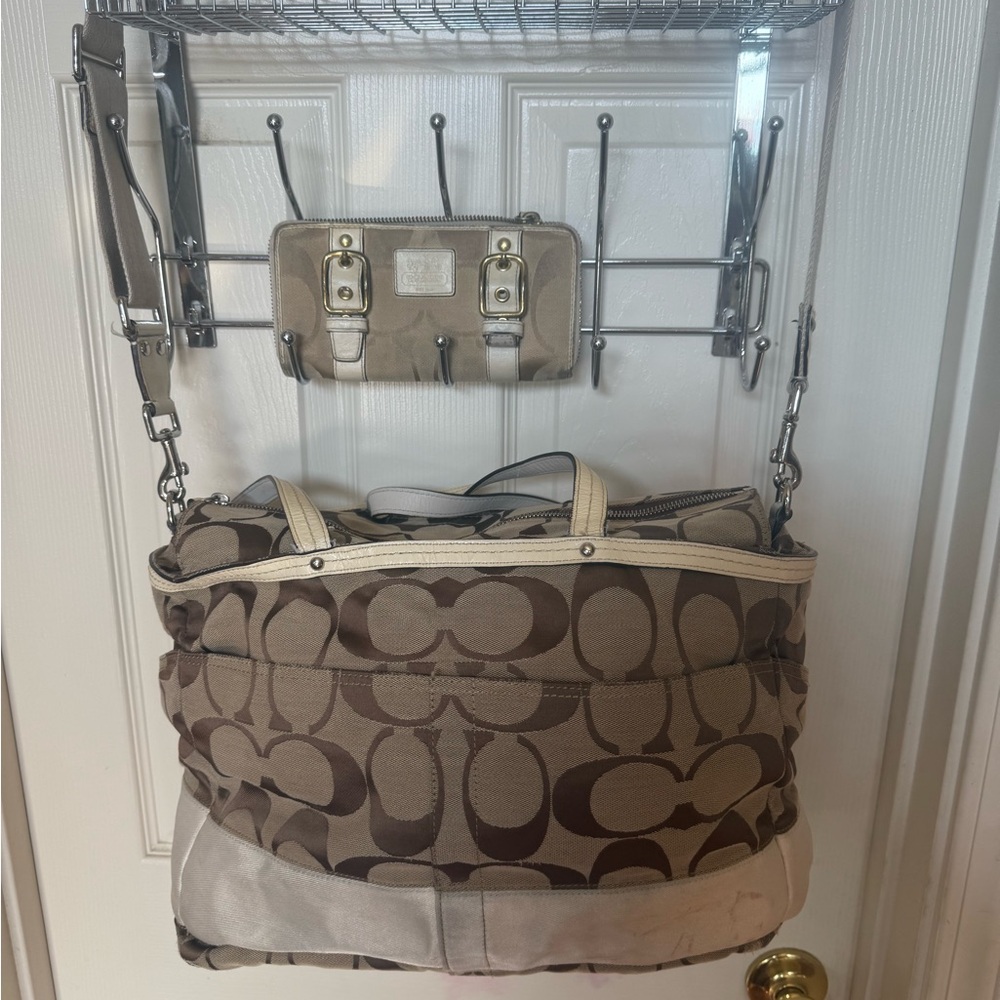 Coach Tan and Cream Signature Tote